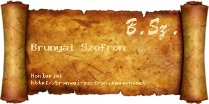 Brunyai Szofron névjegykártya